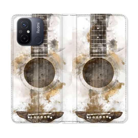 Housse cuir portefeuille pour Xiaomi 12C Musique Guitare Tag