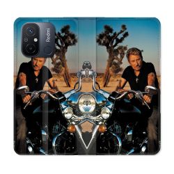 Housse cuir portefeuille pour Xiaomi 12C Musique Johnny Hallyday Moto