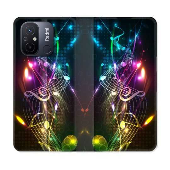Housse cuir portefeuille pour Xiaomi 12C Musique Partition Multicolore