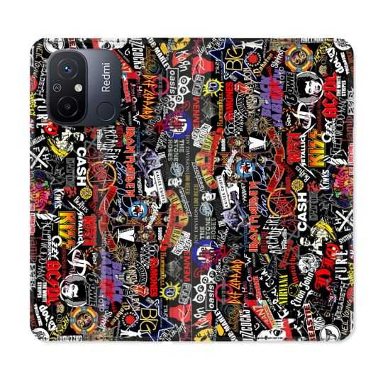 Housse cuir portefeuille pour Xiaomi 12C Musique Rock Groupe