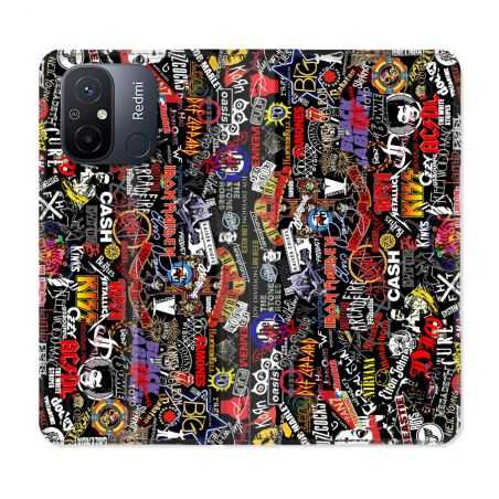 Housse cuir portefeuille pour Xiaomi 12C Musique Rock Groupe