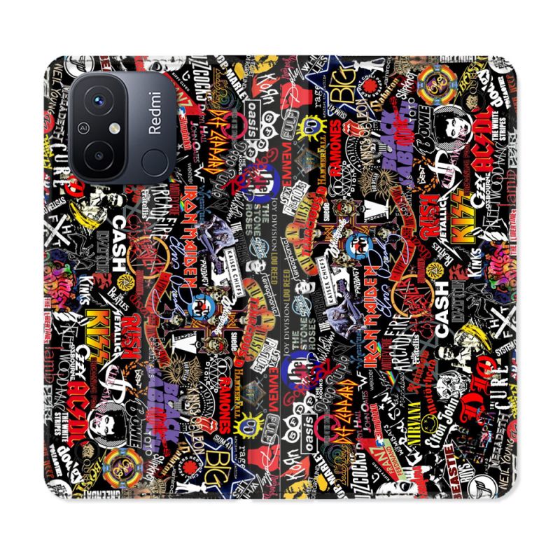 Housse cuir portefeuille pour Xiaomi 12C Musique Rock Groupe