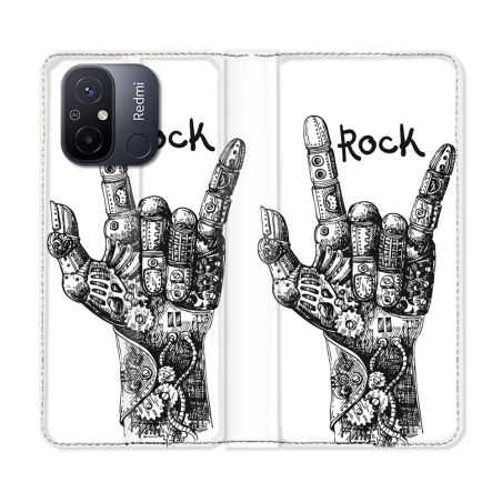 Housse cuir portefeuille pour Xiaomi 12C Musique Rock Main