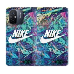 Housse cuir portefeuille pour Xiaomi 12C Nike Turquoise