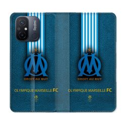 Housse cuir portefeuille pour Xiaomi 12C Olympique Marseille OM Bande