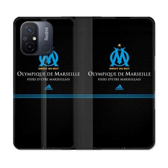Housse cuir portefeuille pour Xiaomi 12C Olympique Marseille OM Fier etre Marseillais