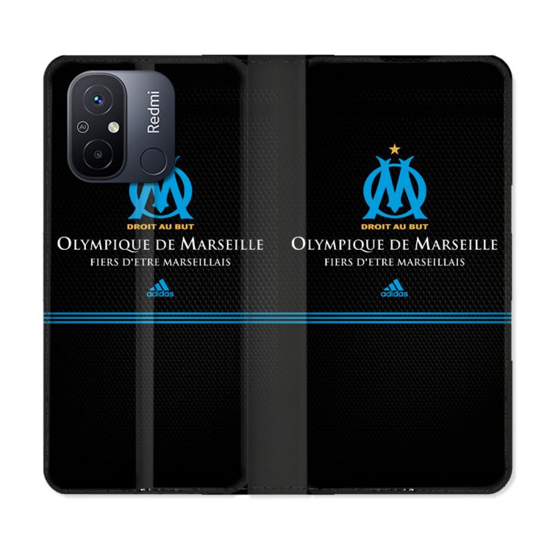 Housse cuir portefeuille pour Xiaomi 12C Olympique Marseille OM Fier etre Marseillais