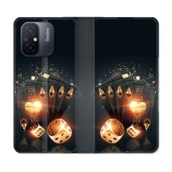 Housse cuir portefeuille pour Xiaomi 12C Poker Des
