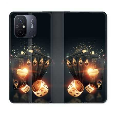 Housse cuir portefeuille pour Xiaomi 12C Poker Des