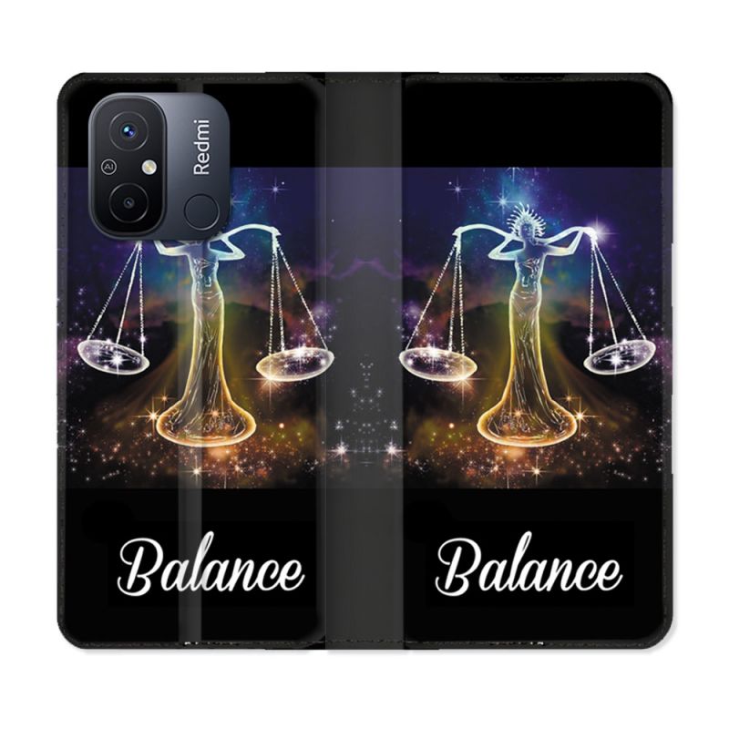 Housse cuir portefeuille pour Xiaomi 12C Signe Zodiaque 2 Balance