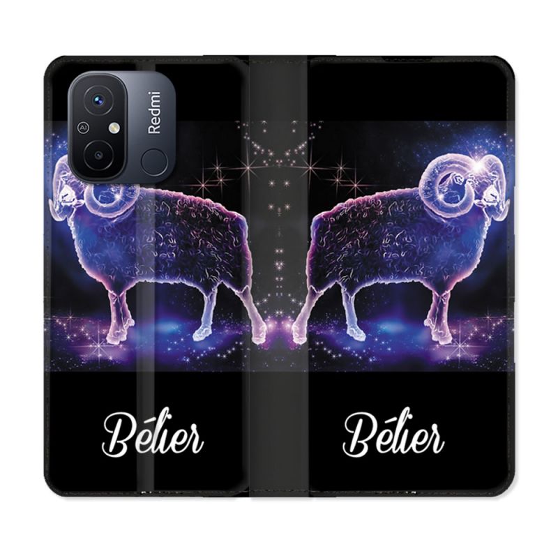 Housse cuir portefeuille pour Xiaomi 12C Signe Zodiaque 2 Bélier