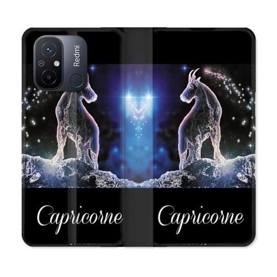 Housse cuir portefeuille pour Xiaomi 12C Signe Zodiaque 2 Capricorne