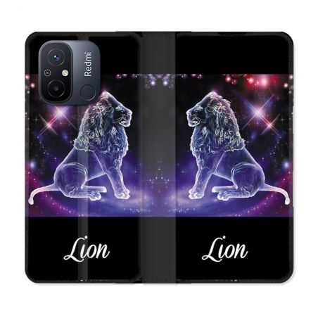 Housse cuir portefeuille pour Xiaomi 12C Signe Zodiaque 2 Lion