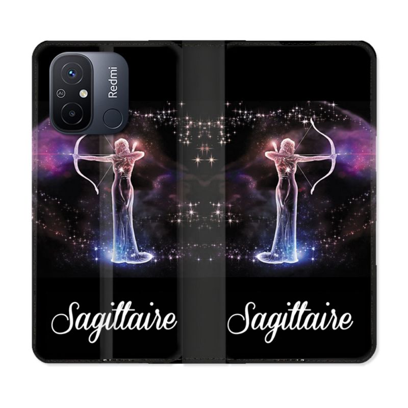 Housse cuir portefeuille pour Xiaomi 12C Signe Zodiaque 2 Sagittaire