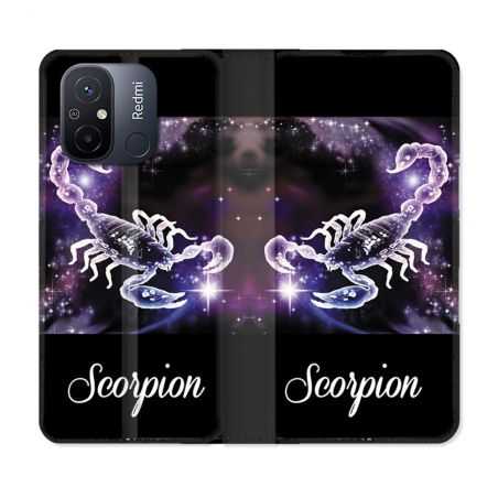 Housse cuir portefeuille pour Xiaomi 12C Signe Zodiaque 2 Scorpion