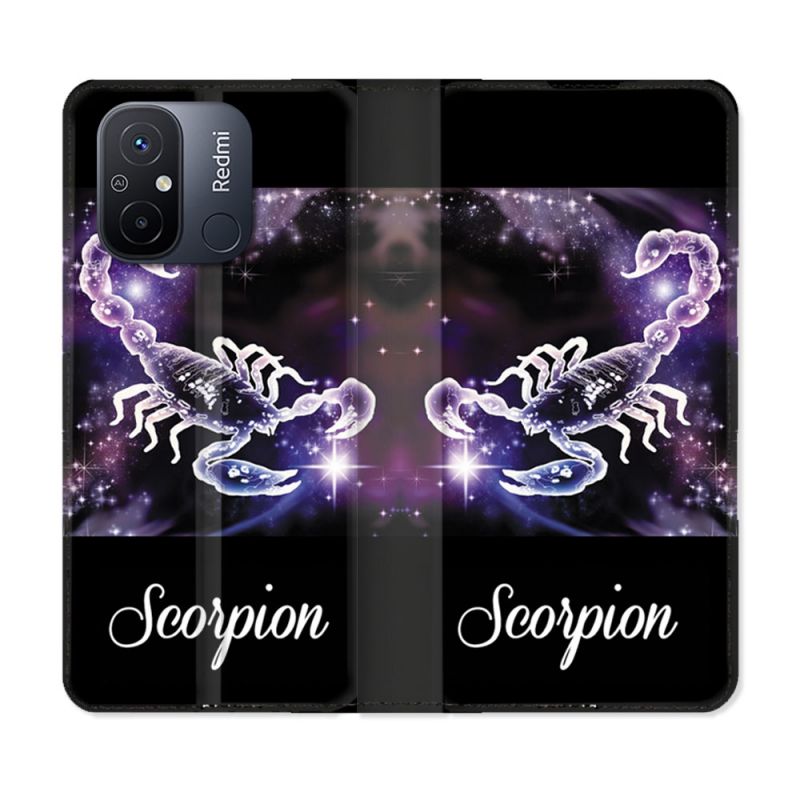 Housse cuir portefeuille pour Xiaomi 12C Signe Zodiaque 2 Scorpion