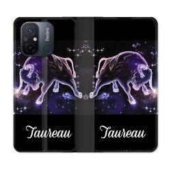 Housse cuir portefeuille pour Xiaomi 12C Signe Zodiaque 2 Taureau