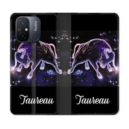 Housse cuir portefeuille pour Xiaomi 12C Signe Zodiaque 2 Taureau