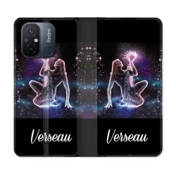 Housse cuir portefeuille pour Xiaomi 12C Signe Zodiaque 2 Verseau