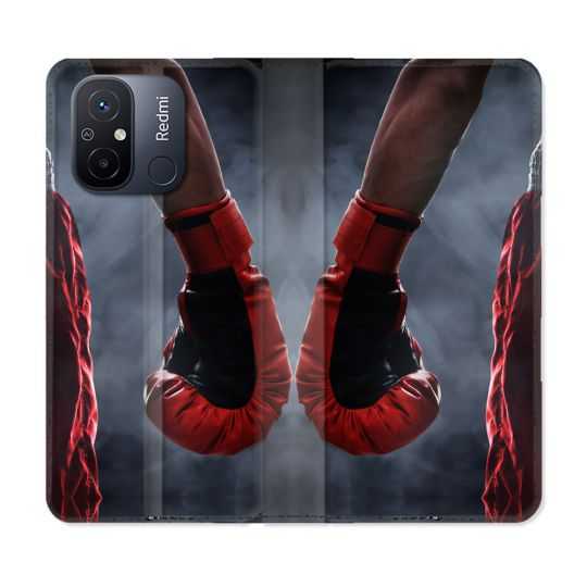 Housse cuir portefeuille pour Xiaomi 12C Sport Boxe Gant Rouge