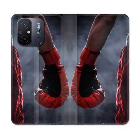 Housse cuir portefeuille pour Xiaomi 12C Sport Boxe Gant Rouge