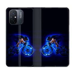Housse cuir portefeuille pour Xiaomi 12C Sport Cyclisme Bleu