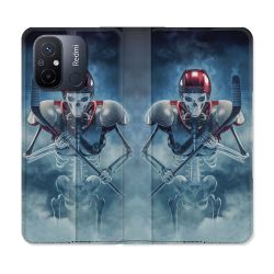 Housse cuir portefeuille pour Xiaomi 12C Sport Hockey Squelette
