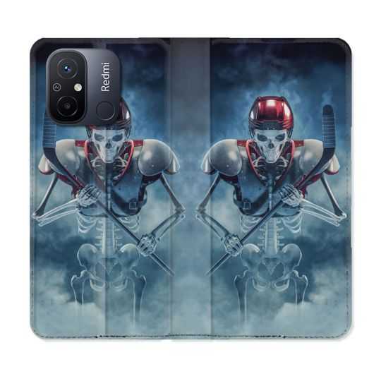 Housse cuir portefeuille pour Xiaomi 12C Sport Hockey Squelette