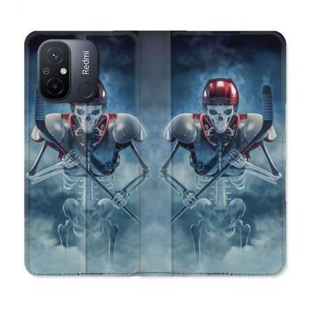 Housse cuir portefeuille pour Xiaomi 12C Sport Hockey Squelette
