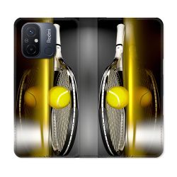Housse cuir portefeuille pour Xiaomi 12C Sport Tennis Reflet