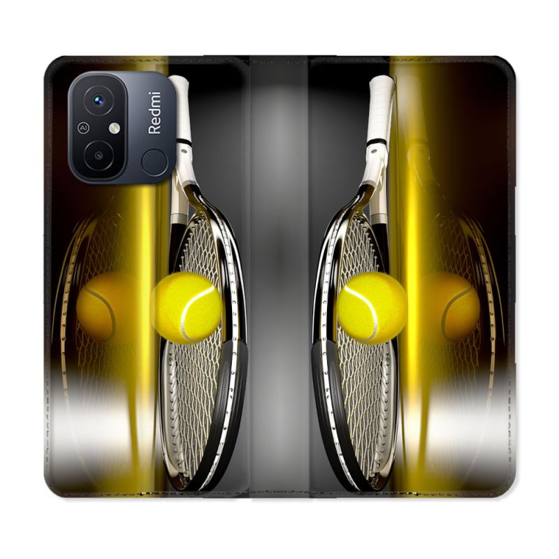 Housse cuir portefeuille pour Xiaomi 12C Sport Tennis Reflet