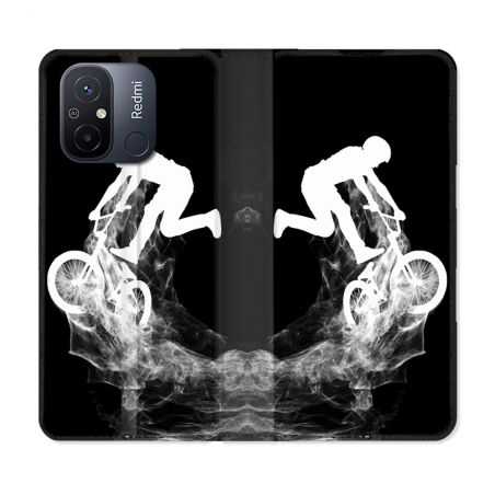 Housse cuir portefeuille pour Xiaomi 12C Sport VTT Noir