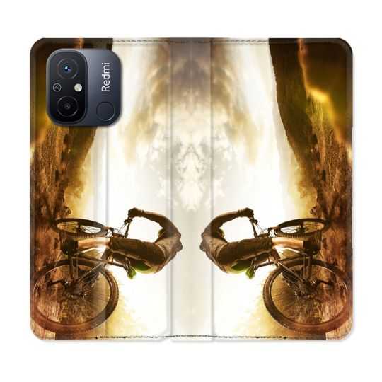 Housse cuir portefeuille pour Xiaomi 12C Sport VTT Soleil
