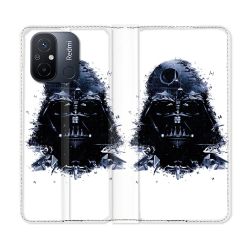Housse cuir portefeuille pour Xiaomi 12C Star Wars - Dark Vador Blanc