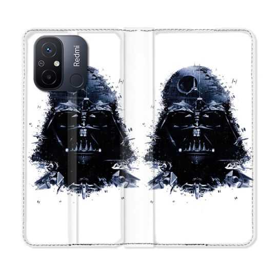 Housse cuir portefeuille pour Xiaomi 12C Star Wars - Dark Vador Blanc