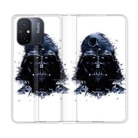 Housse cuir portefeuille pour Xiaomi 12C Star Wars - Dark Vador Blanc