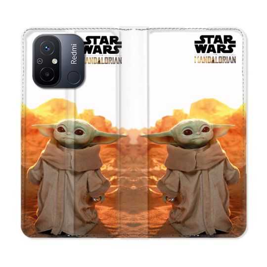 Housse cuir portefeuille pour Xiaomi 12C Star Wars - Yoda bebe soleil