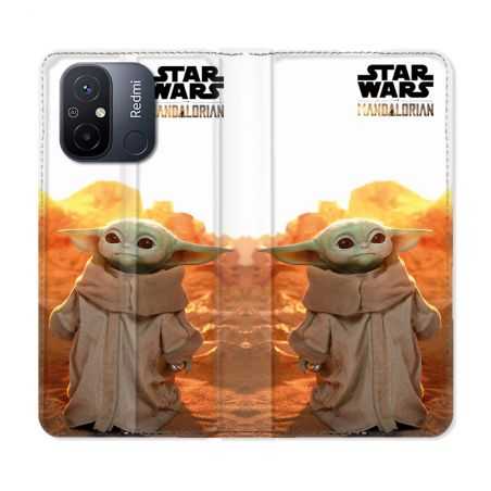 Housse cuir portefeuille pour Xiaomi 12C Star Wars - Yoda bebe soleil