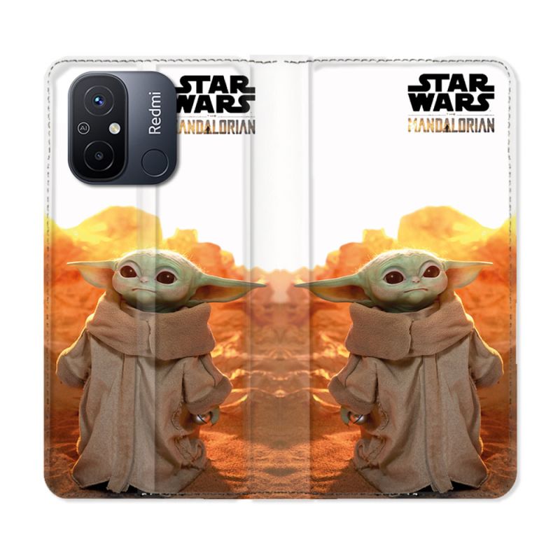 Housse cuir portefeuille pour Xiaomi 12C Star Wars - Yoda bebe soleil