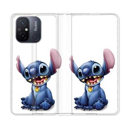 Housse cuir portefeuille pour Xiaomi 12C Stitch Blanc