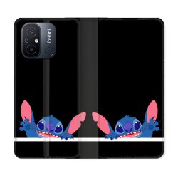 Housse cuir portefeuille pour Xiaomi 12C Stitch Noir
