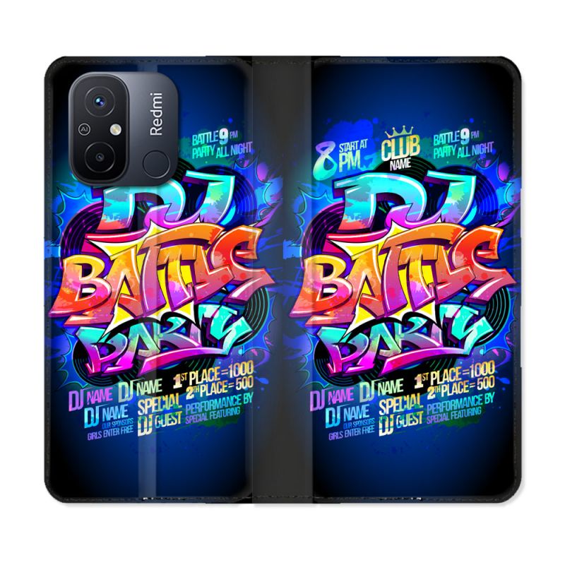 Housse cuir portefeuille pour Xiaomi 12C Street Art Rap