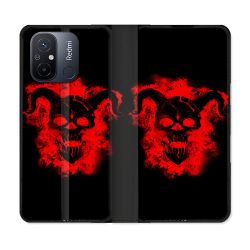 Housse cuir portefeuille pour Xiaomi 12C Tete de Mort Diable