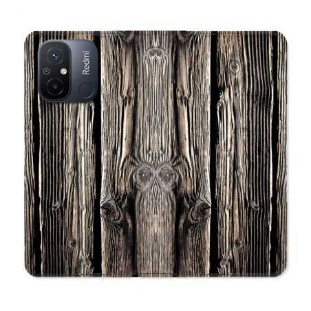 Housse cuir portefeuille pour Xiaomi 12C Texture Bois