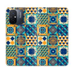 Housse cuir portefeuille pour Xiaomi 12C Texture Carreau Ciment Orange