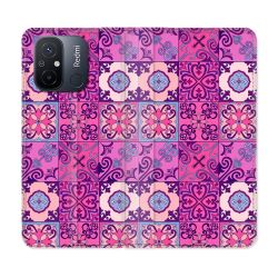 Housse cuir portefeuille pour Xiaomi 12C Texture Carreau Ciment Violet