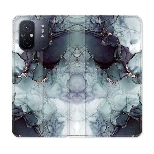 Housse cuir portefeuille pour Xiaomi 12C Texture Marbre Gris