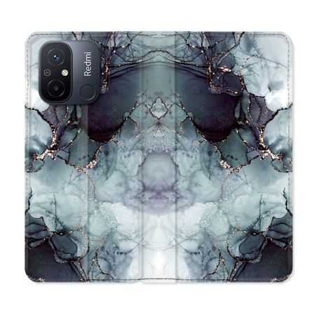 Housse cuir portefeuille pour Xiaomi 12C Texture Marbre Gris