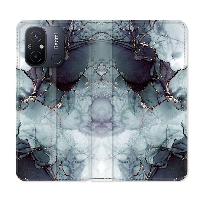 Housse cuir portefeuille pour Xiaomi 12C Texture Marbre Gris
