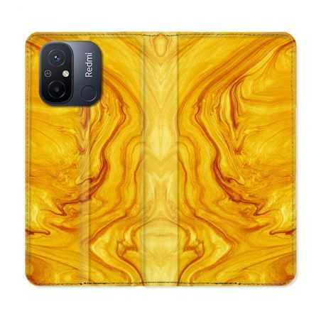 Housse cuir portefeuille pour Xiaomi 12C Texture Marbre Jaune